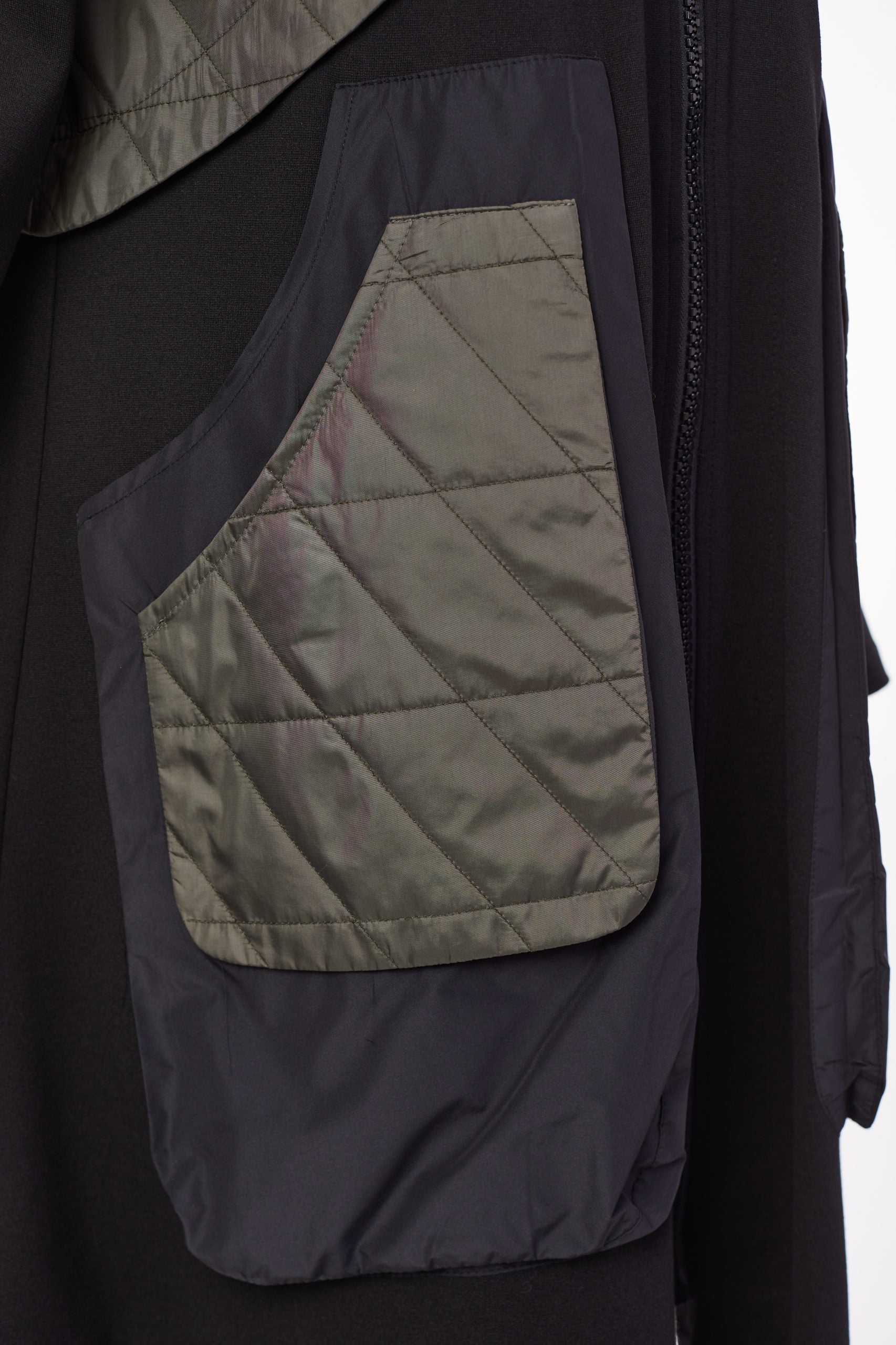 189- Naya Quilted Coat w/ Jersey Panels- Khaki