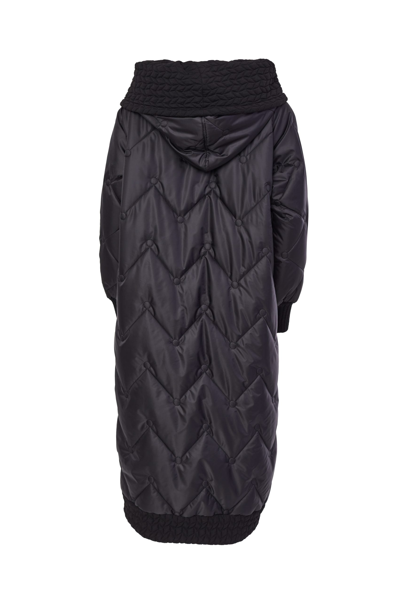 197- Naya Quilted Coat w/ Knit Cuff- Black