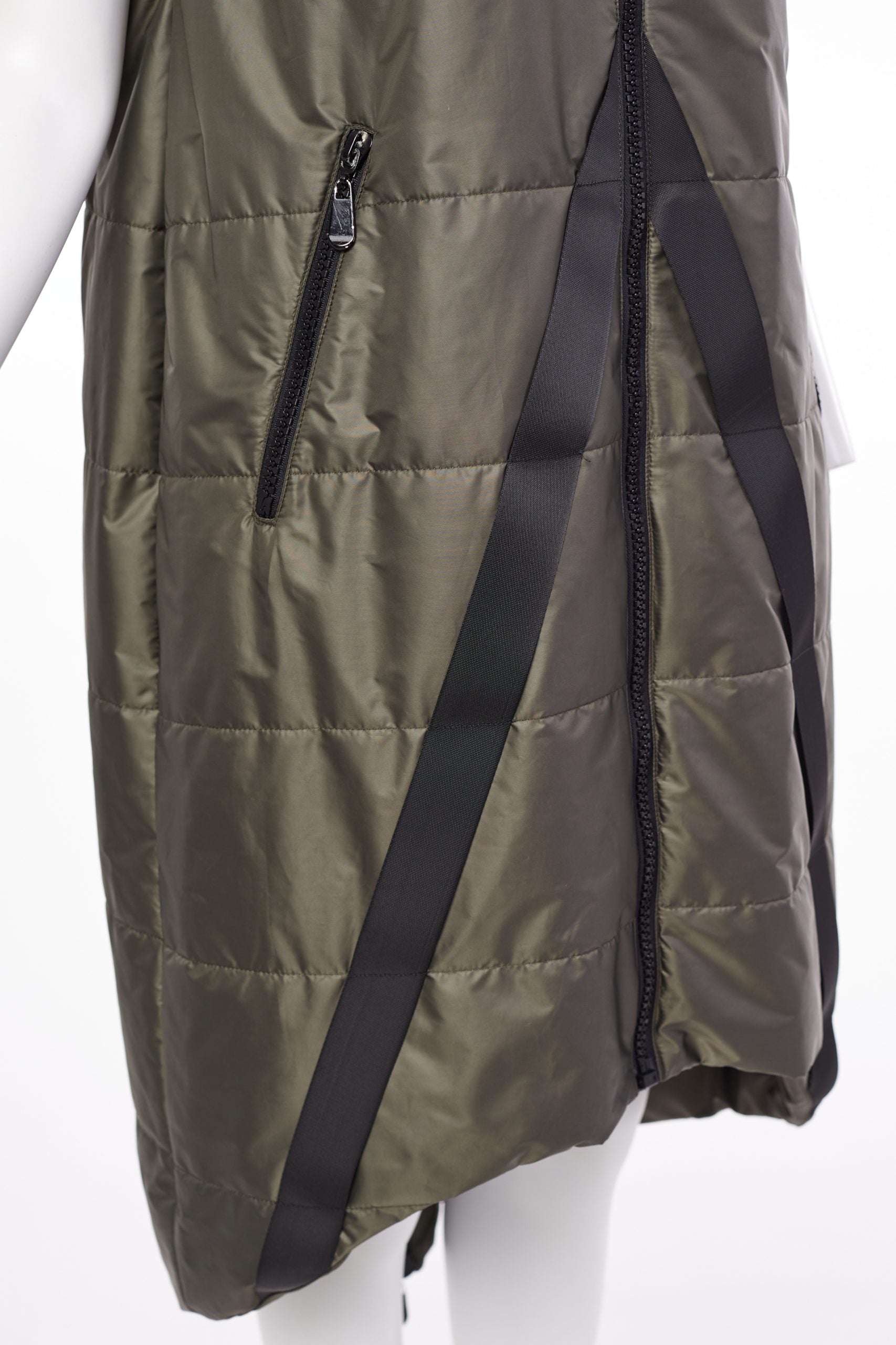 199- Naya Long Quilted Gilet- Khaki