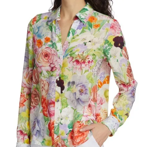 Alice+Olivia  |Flower Patterns Casual Style Long Sleeves Shirts & Blouses