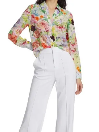 Alice+Olivia  |Flower Patterns Casual Style Long Sleeves Shirts & Blouses