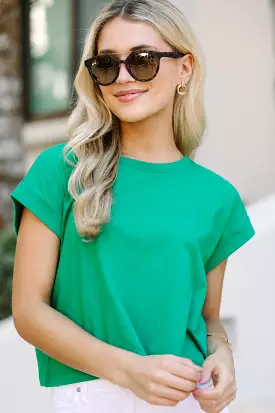 All In A Day Kelly Green Crop Tee