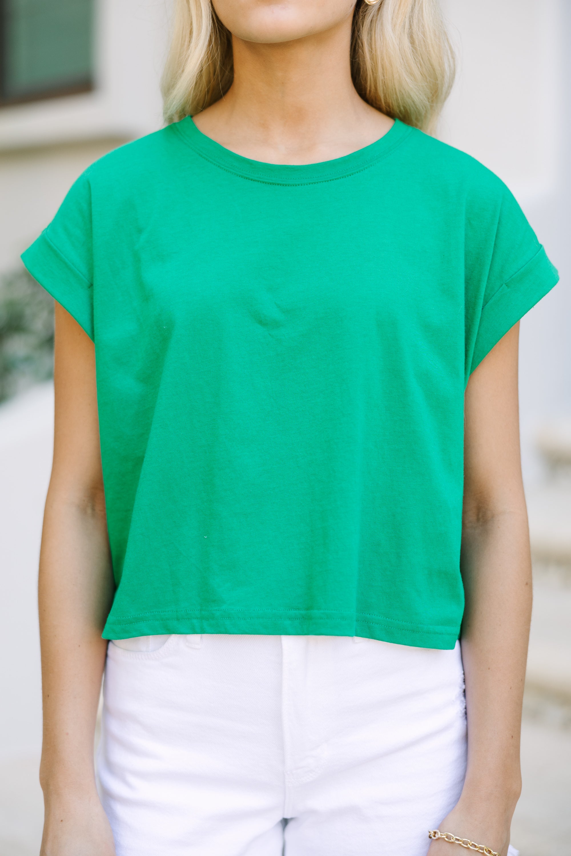 All In A Day Kelly Green Crop Tee