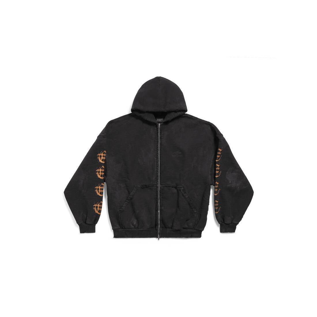 BALENCIAGA  |Heavy Metal Outerwear Zip-up Hoodie Oversized in Black Faded