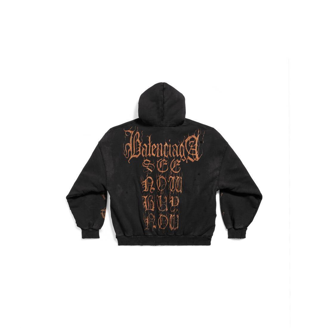 BALENCIAGA  |Heavy Metal Outerwear Zip-up Hoodie Oversized in Black Faded