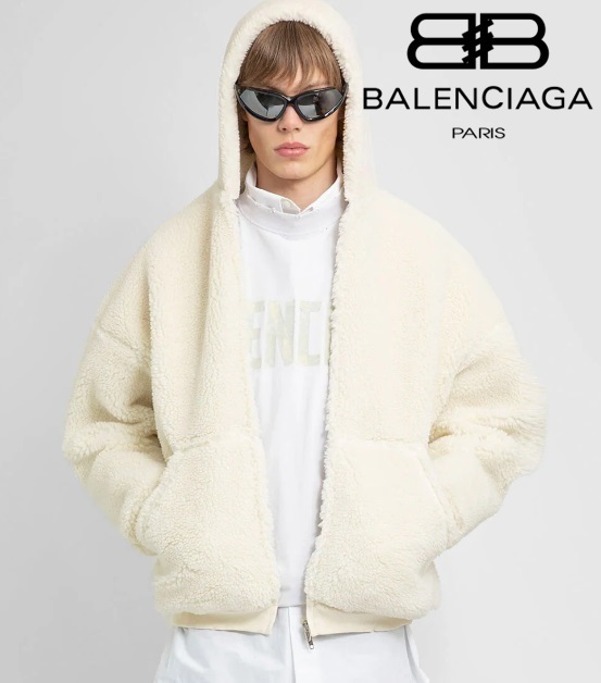 BALENCIAGA  |Outerwear Zip-up Hoodie in Light Beige