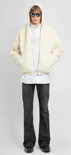 BALENCIAGA  |Outerwear Zip-up Hoodie in Light Beige