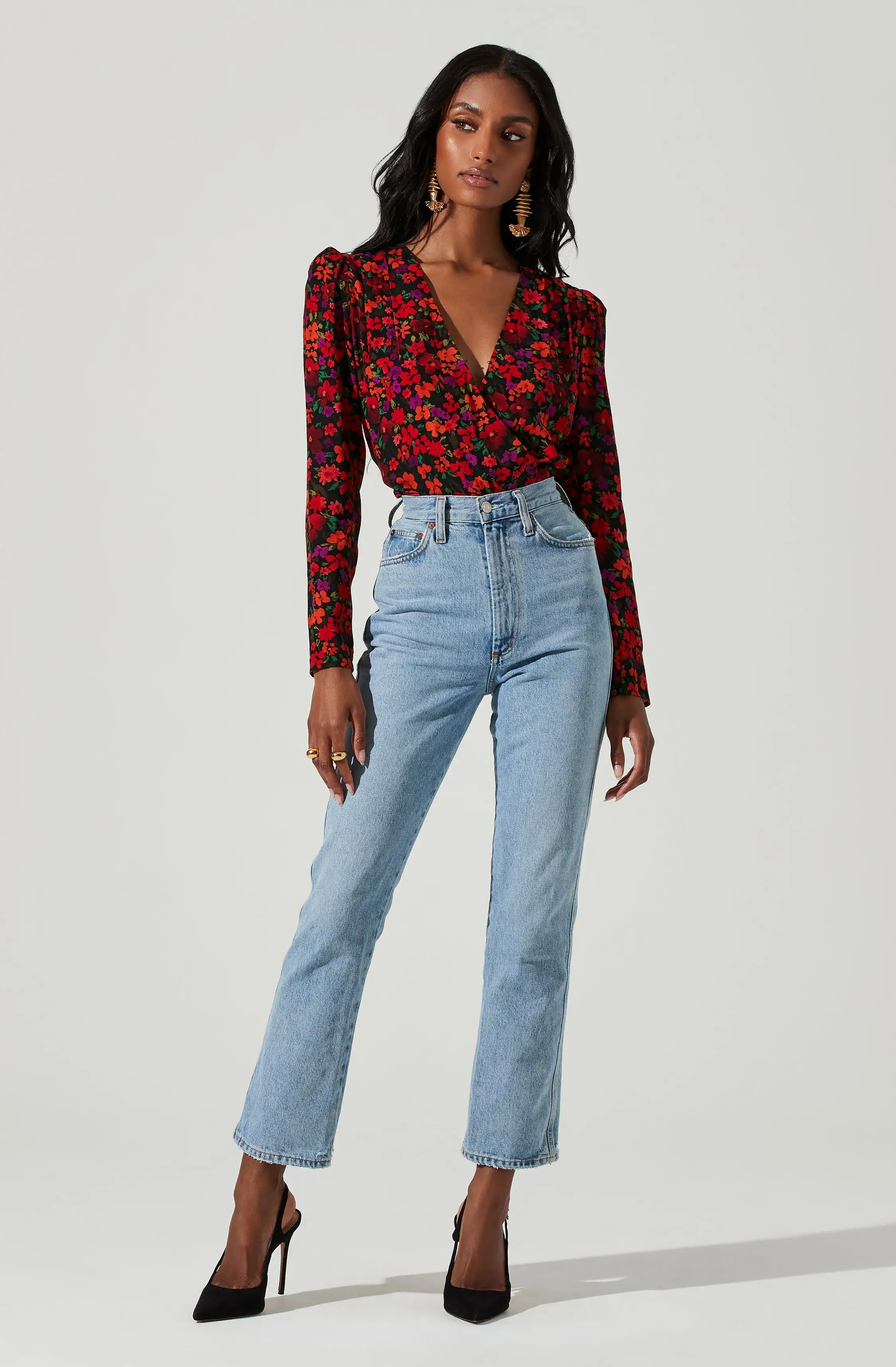 Bartlett Floral Wrap Front Long Sleeve Bodysuit