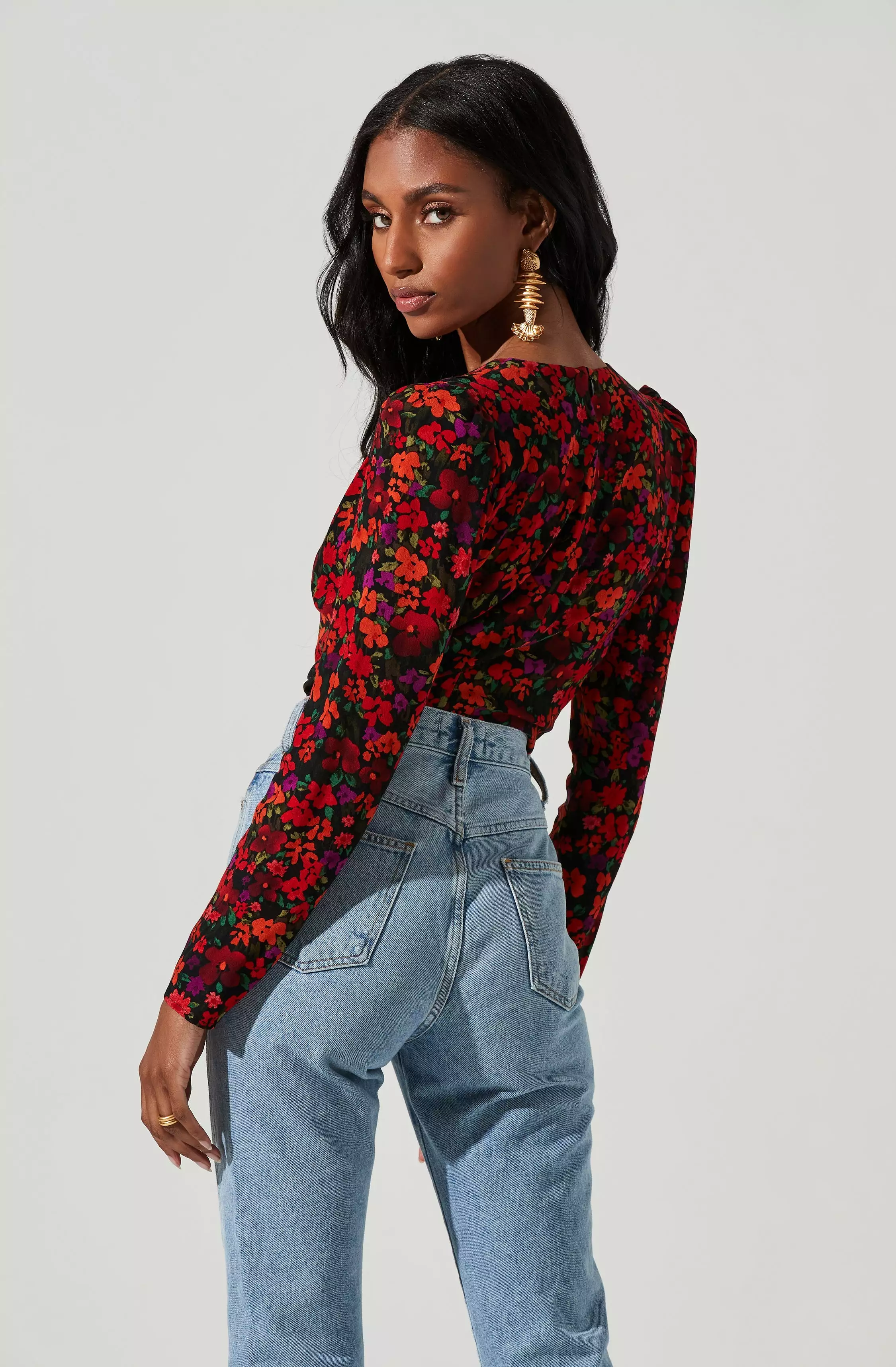 Bartlett Floral Wrap Front Long Sleeve Bodysuit