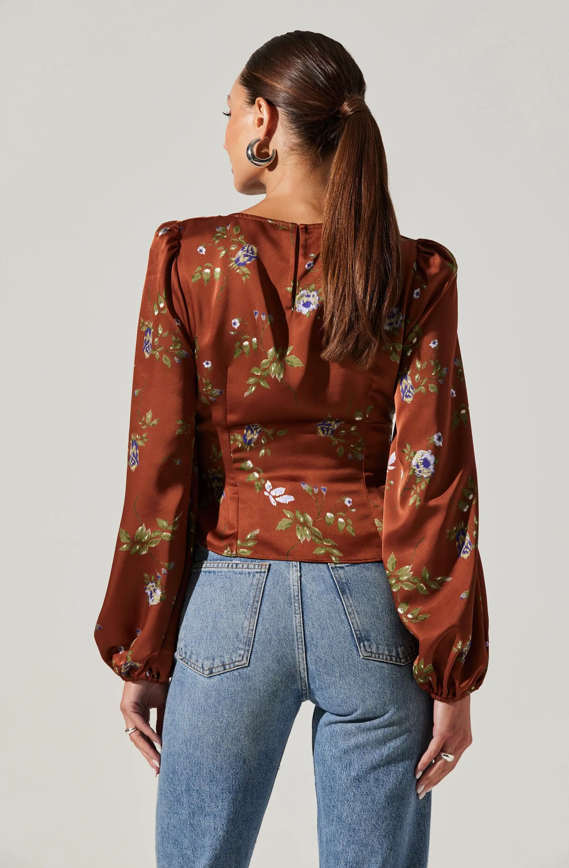 Bishop Sleeve Twist Floral Top