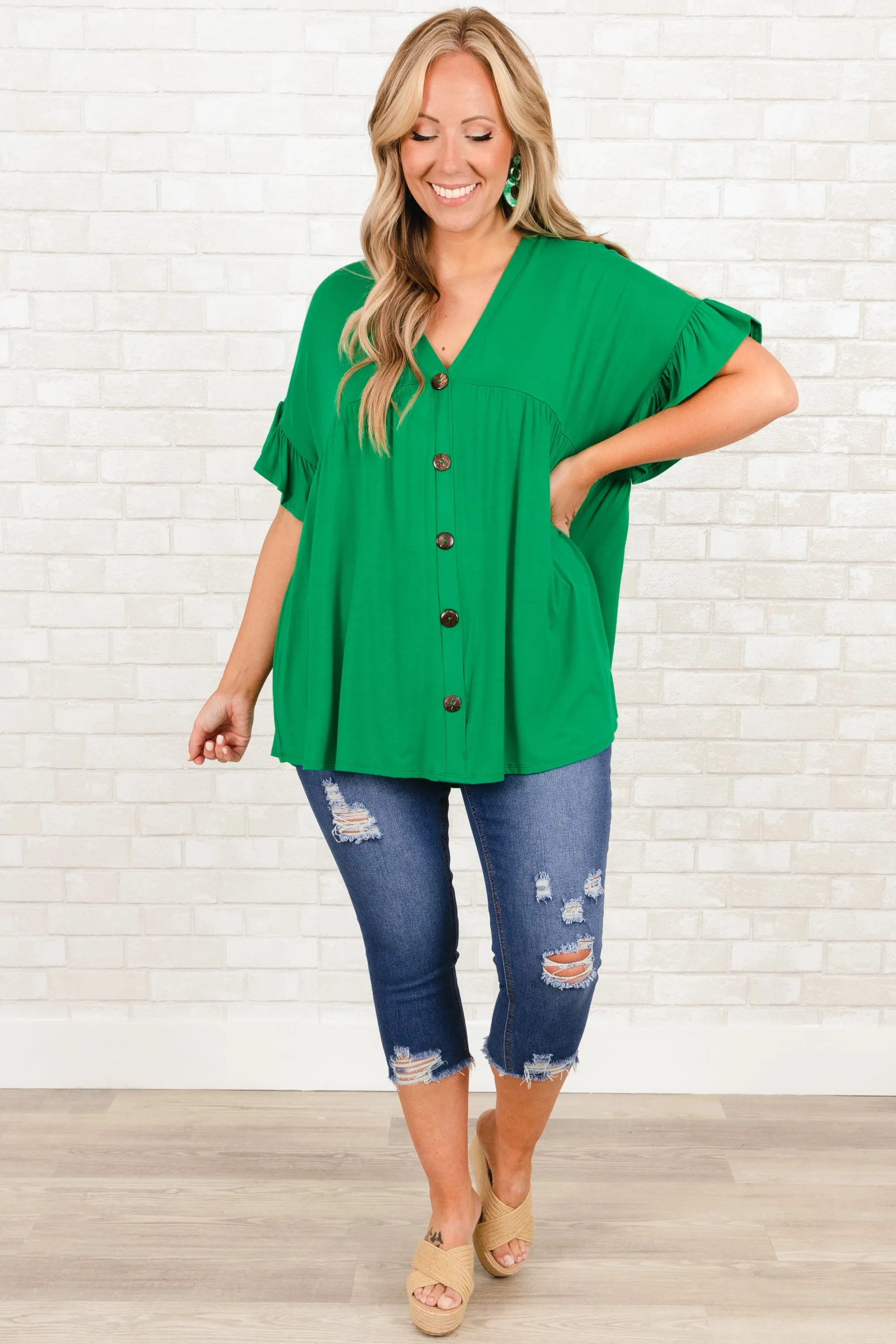 Bittersweet Beginnings Top, Kelly Green