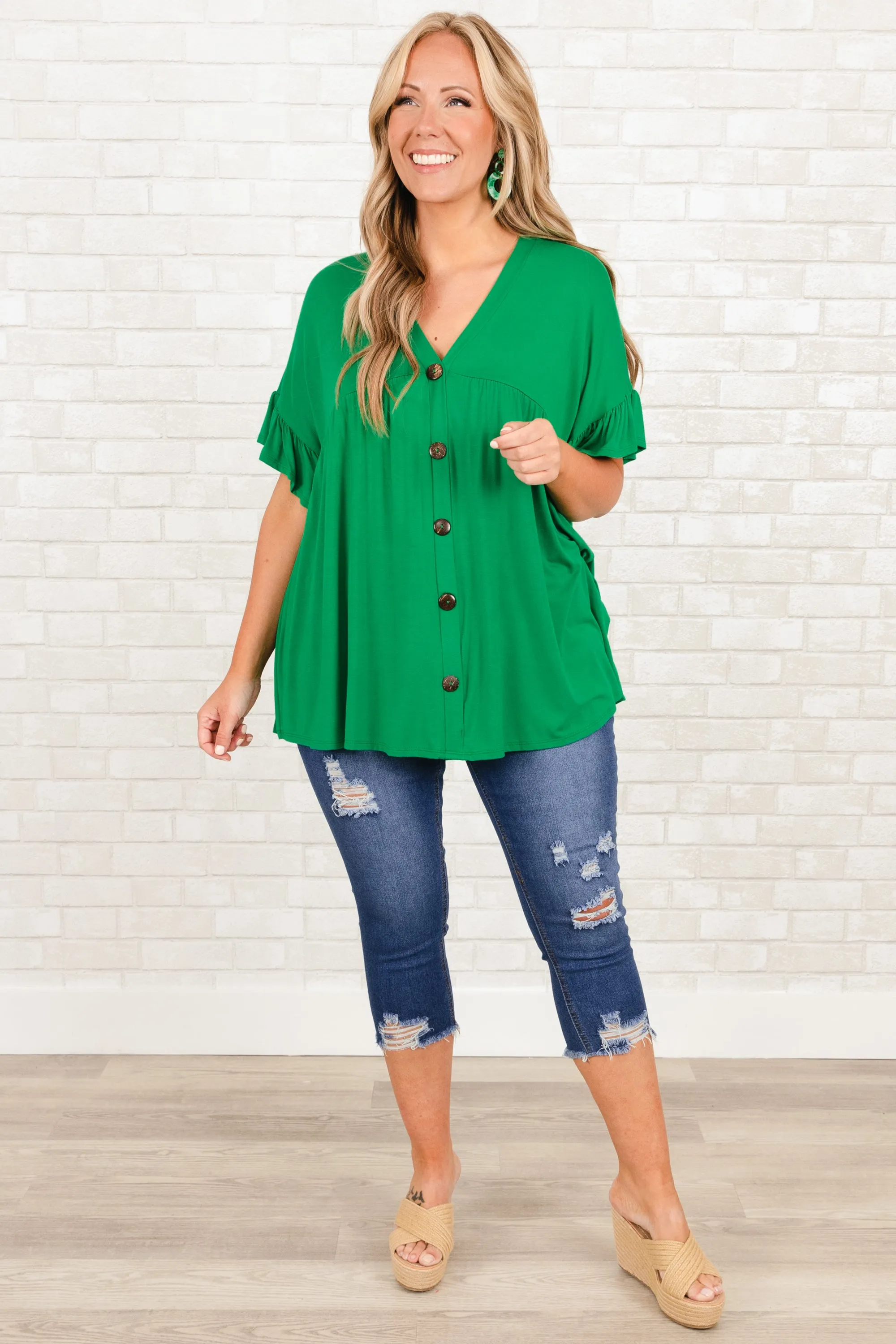 Bittersweet Beginnings Top, Kelly Green