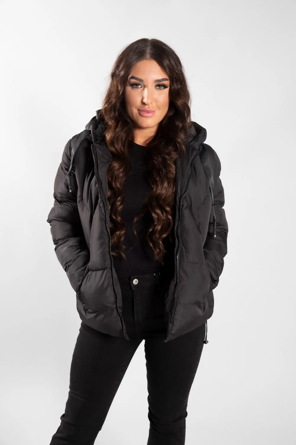 Black Puffer Hooded Coat