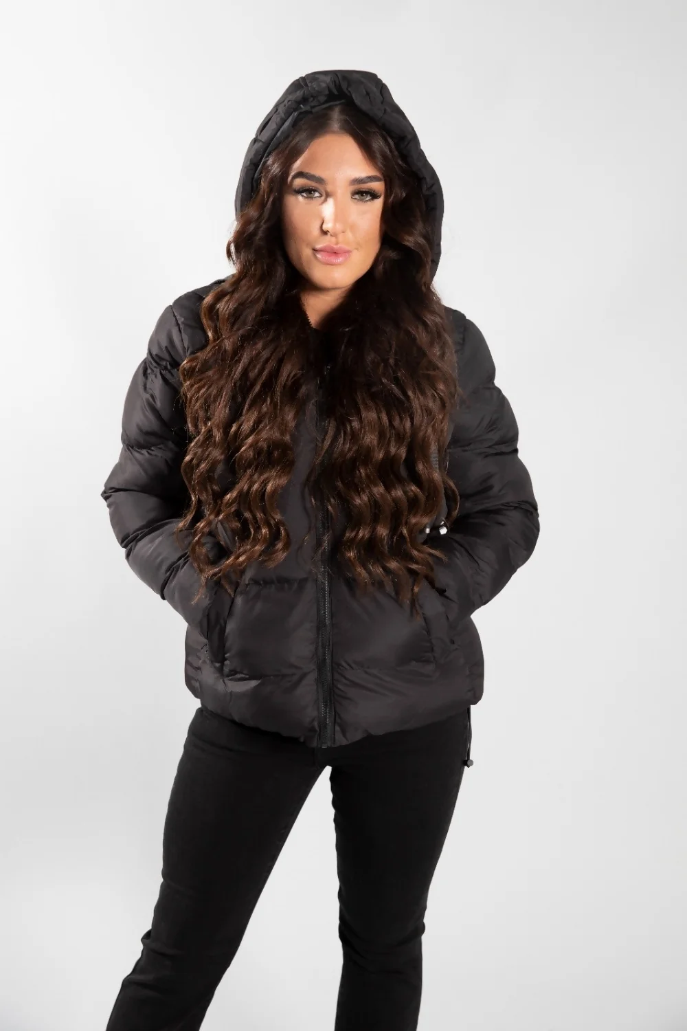 Black Puffer Hooded Coat