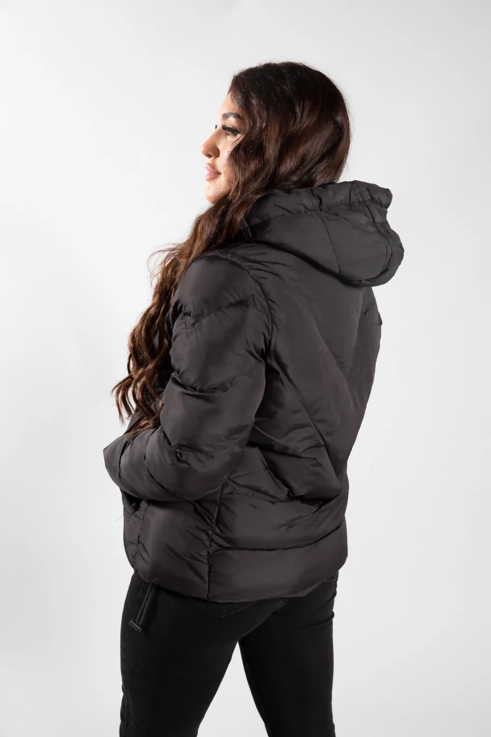 Black Puffer Hooded Coat