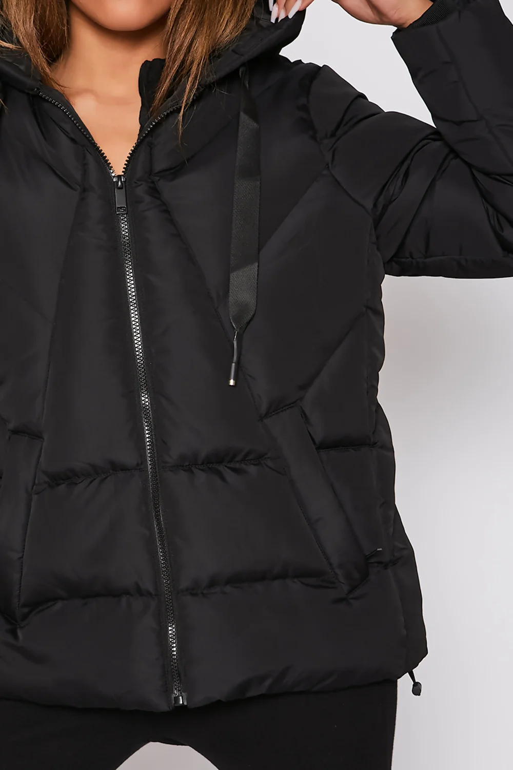 Black Puffer Hooded Coat