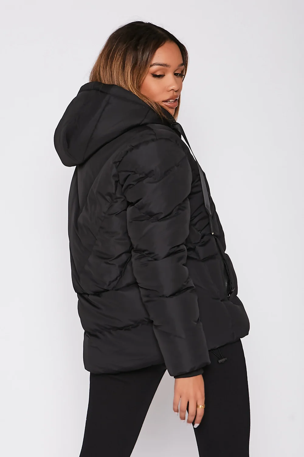 Black Puffer Hooded Coat