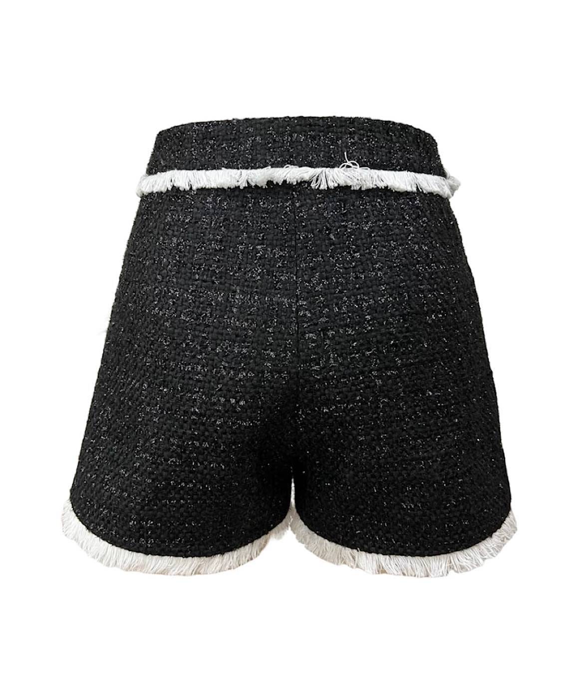 Black Tweed Raw Edged Shorts