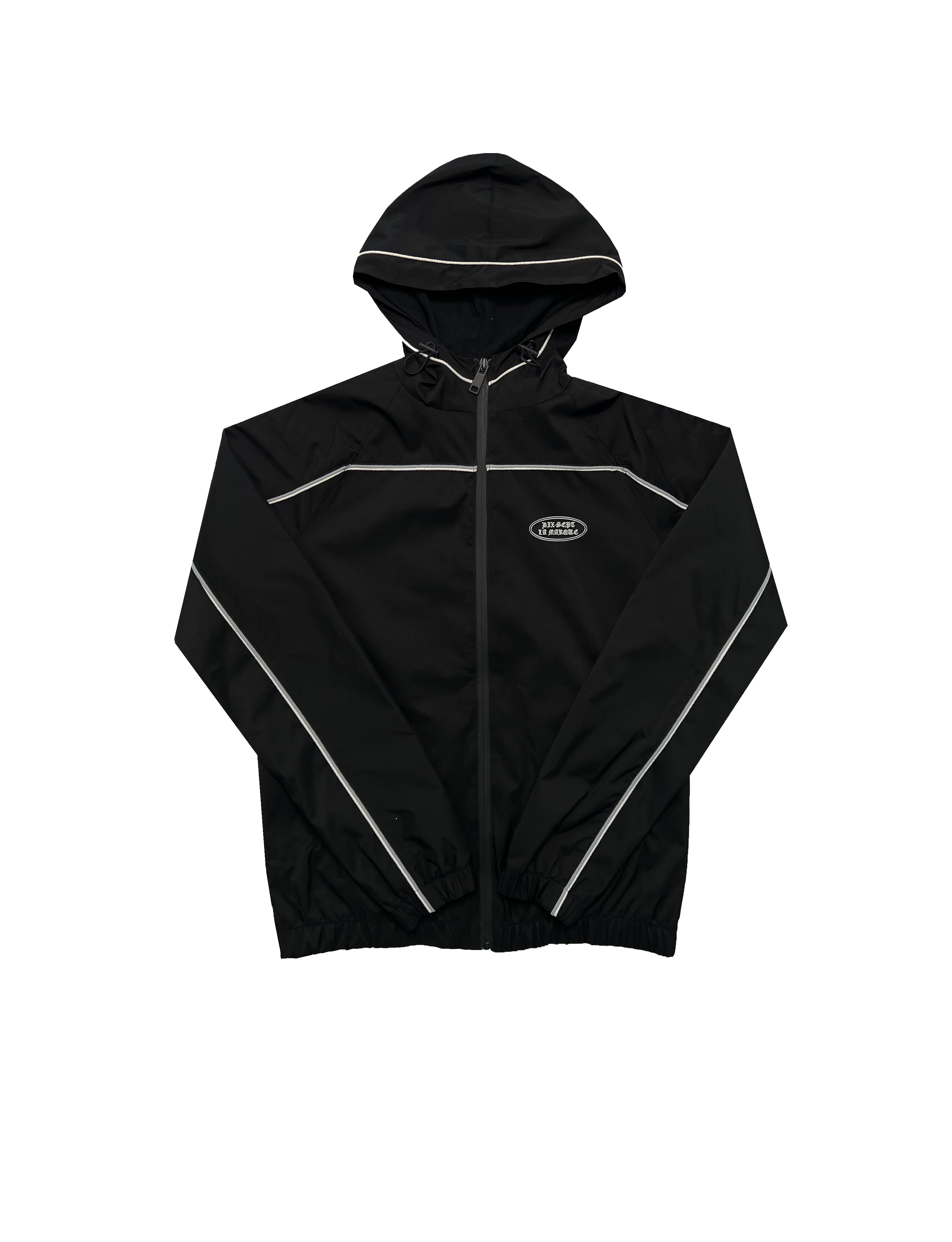 Black Windbreaker Track Jacket