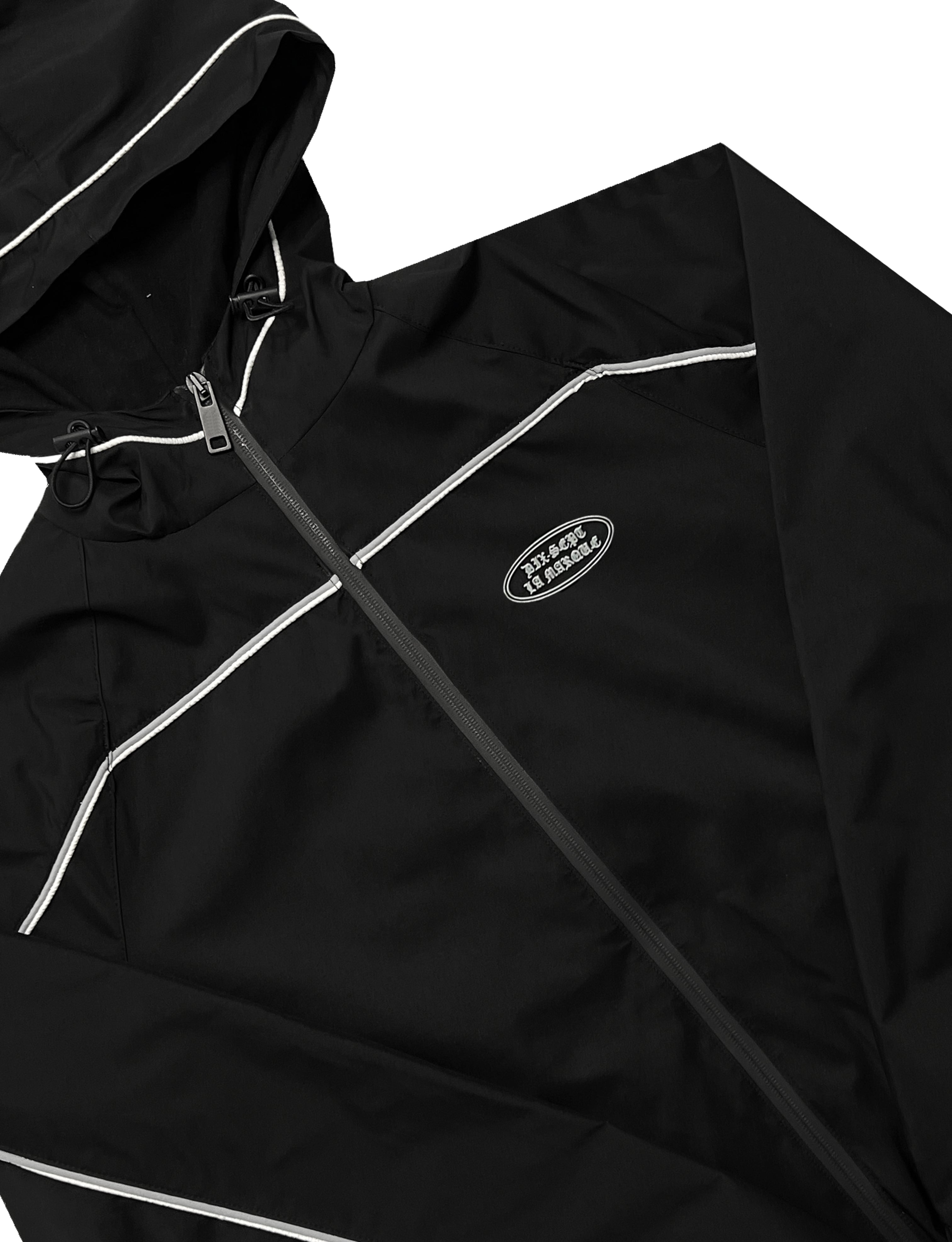 Black Windbreaker Track Jacket