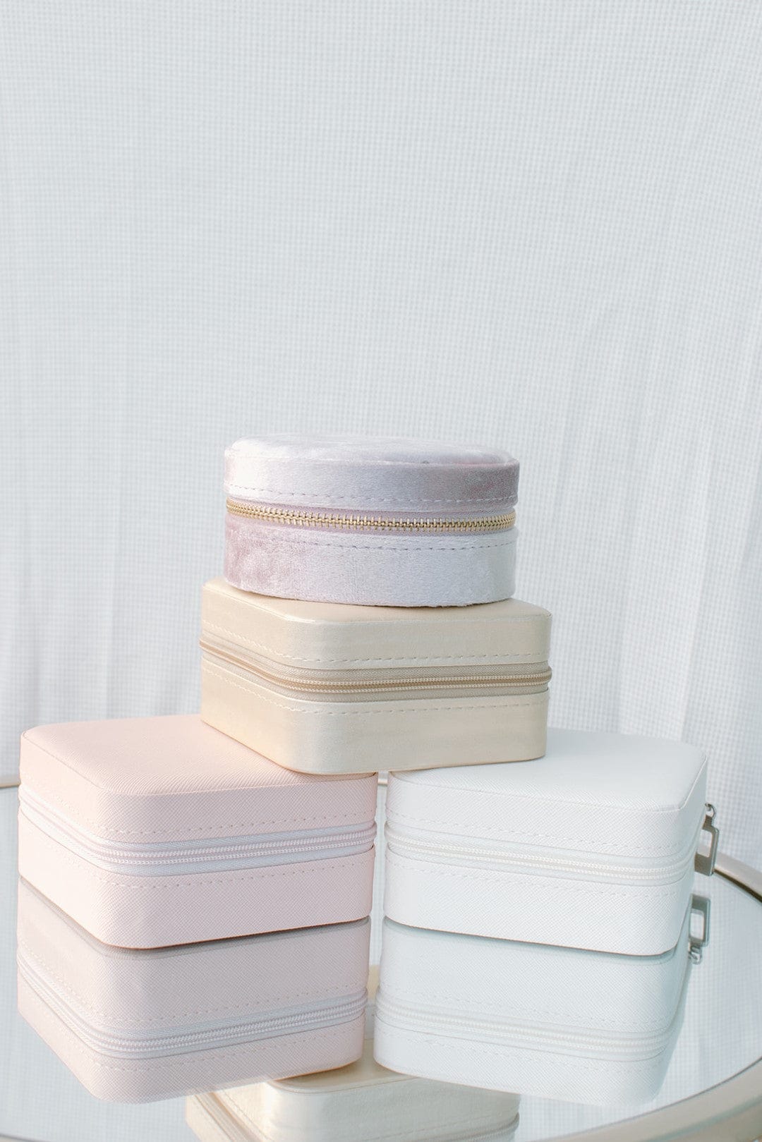 Blush Pink Velvet Jewelry Box