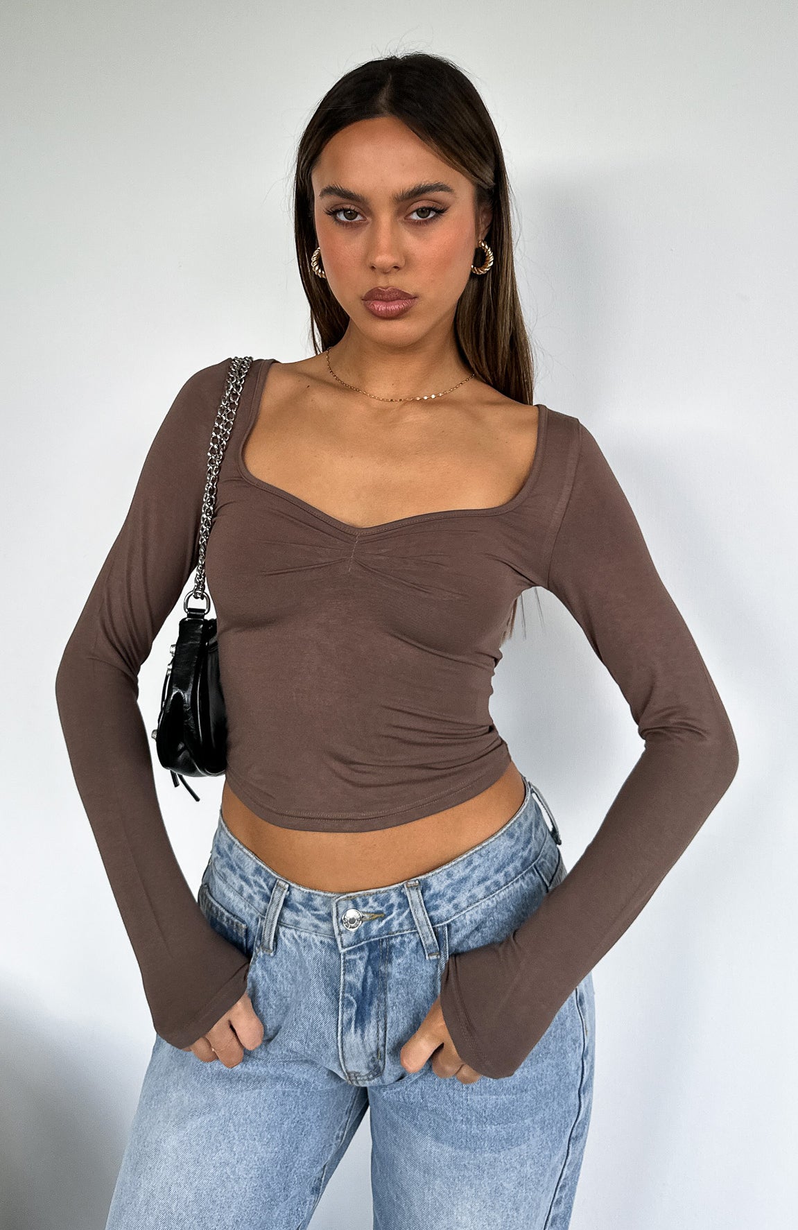 Bring It Down Long Sleeve Top Mocha