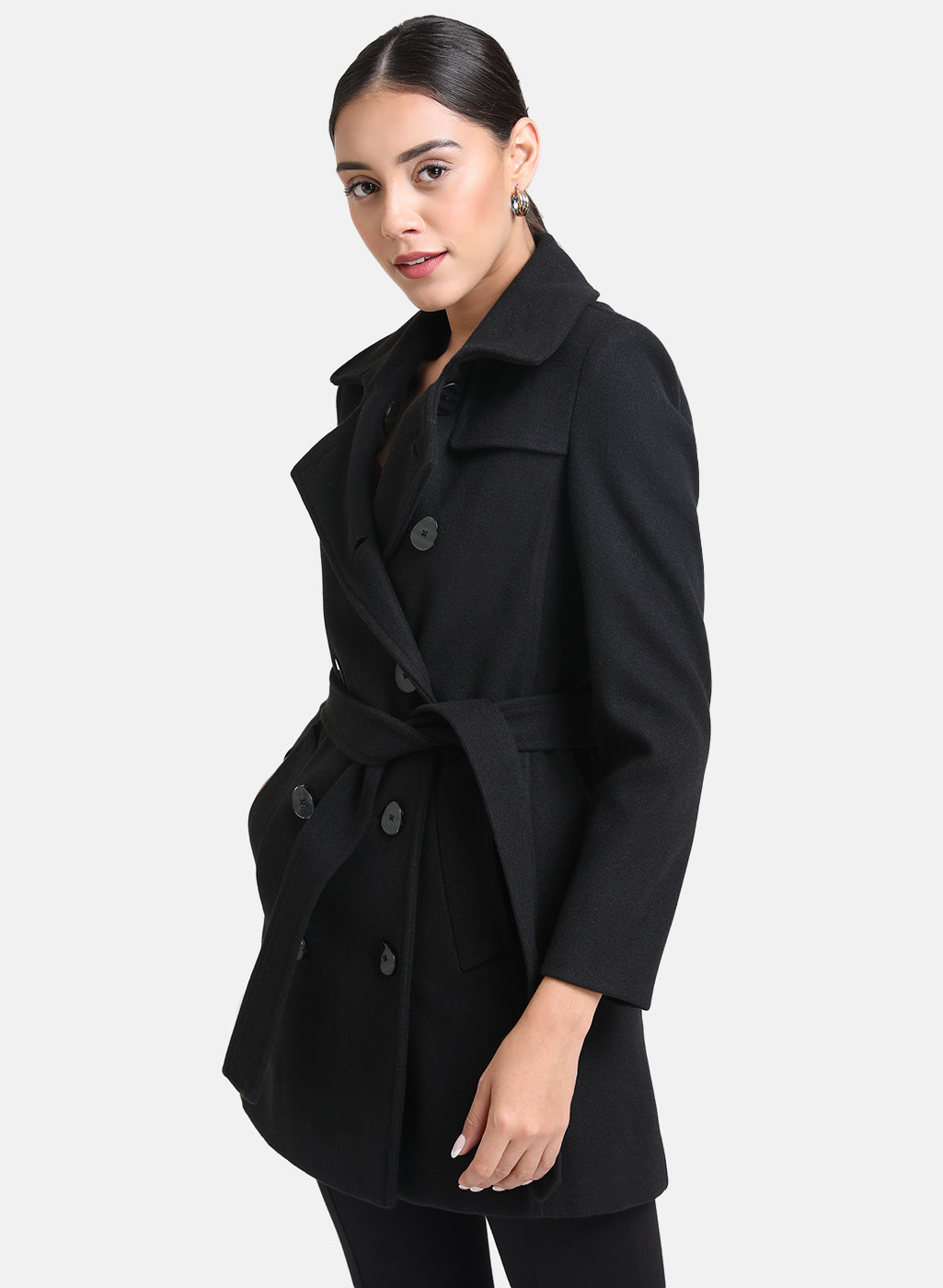 Button Detailed Overcoat With  Belt