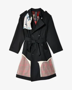 Carolina Sarria - Women's Plaid Trench Coat - (Black/Red)