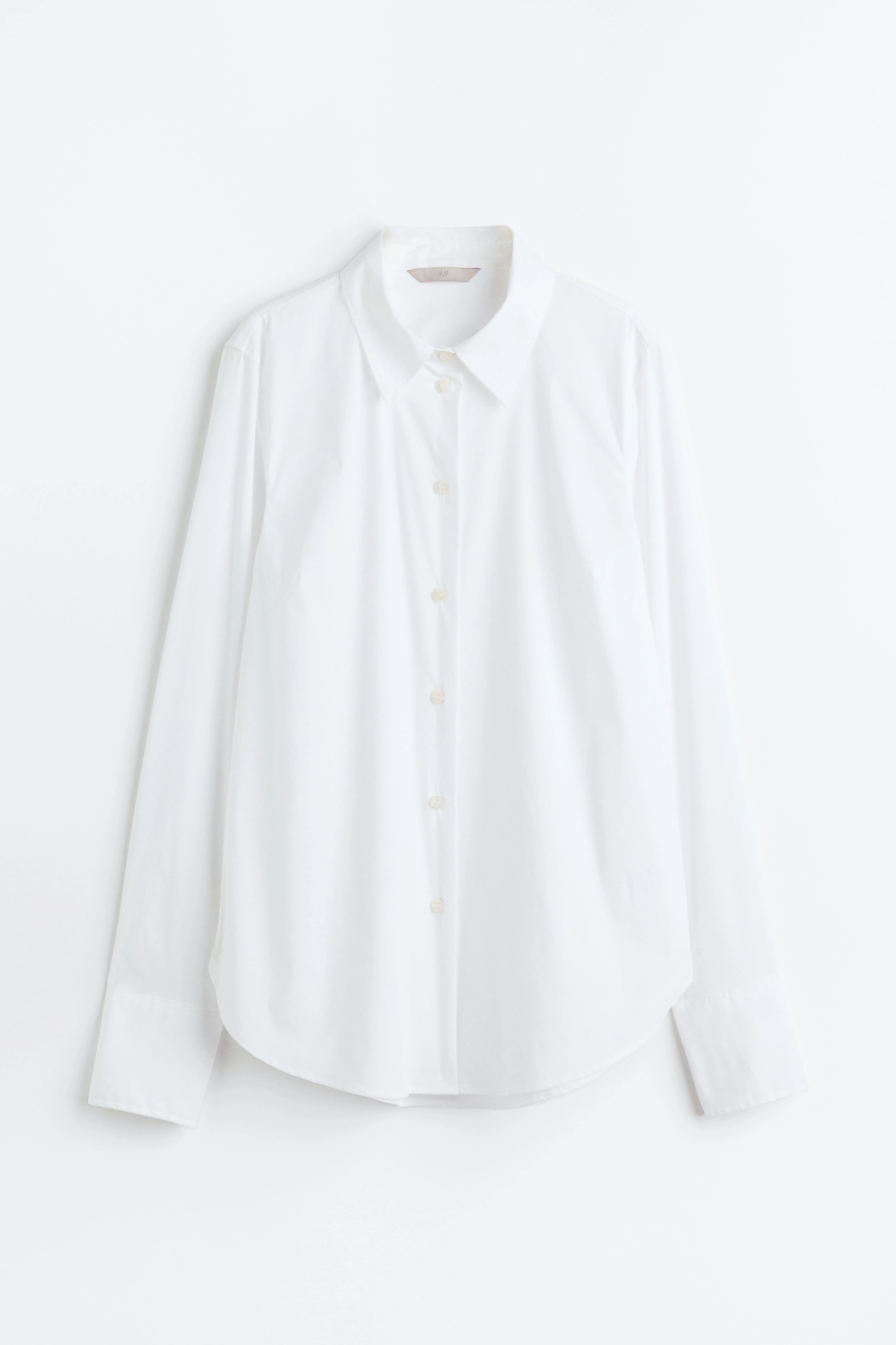 Cotton-blend shirt - Long sleeve - Regular length - White - Ladies | H&M GB