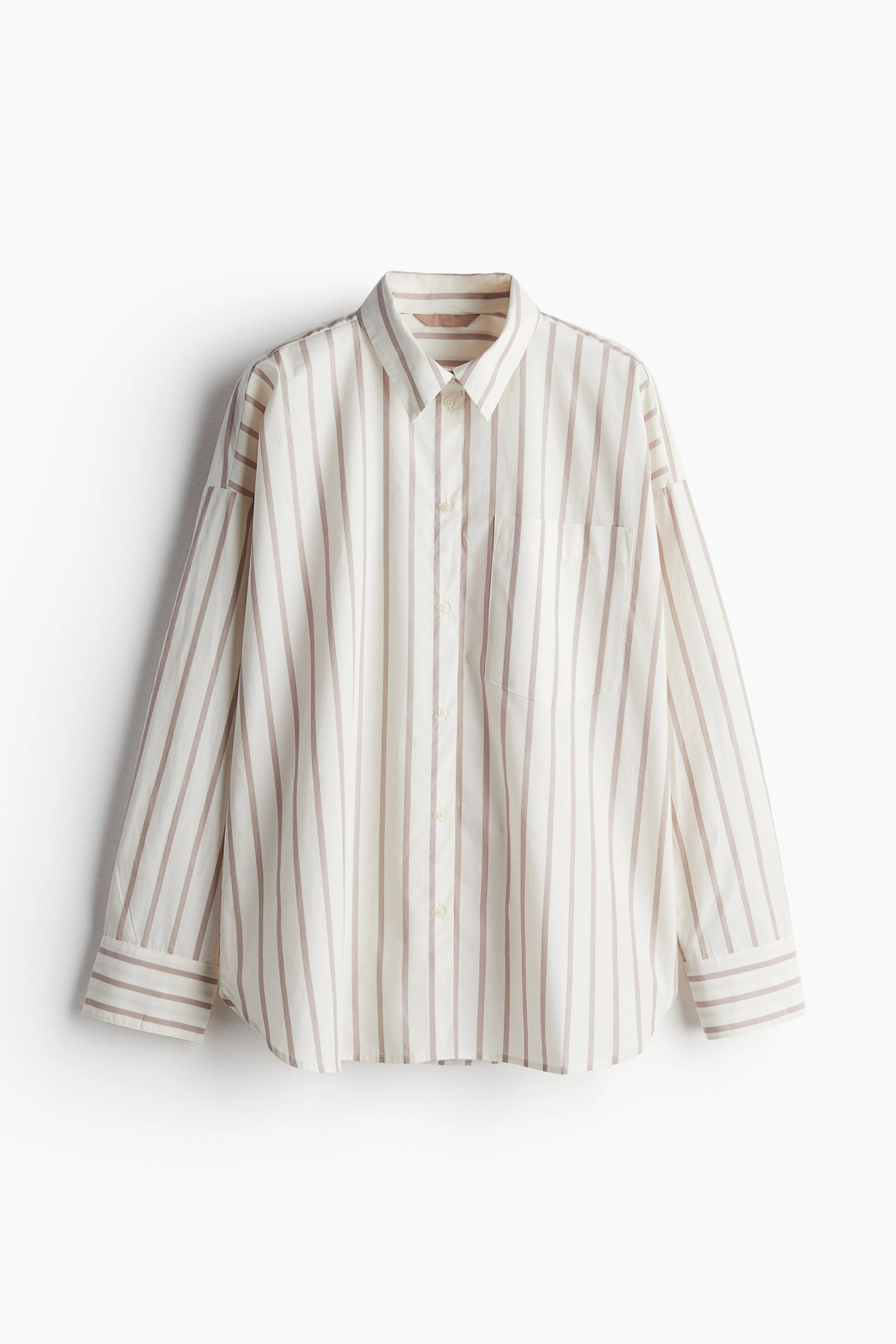 Cotton shirt - Long sleeve - Regular length - White/Striped - Ladies | H&M GB