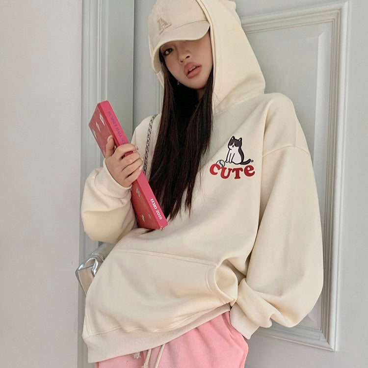 Cute Cat Cream Hoodie