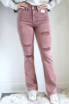 Darling Dusty Rose Cropped Straight Leg Jeans