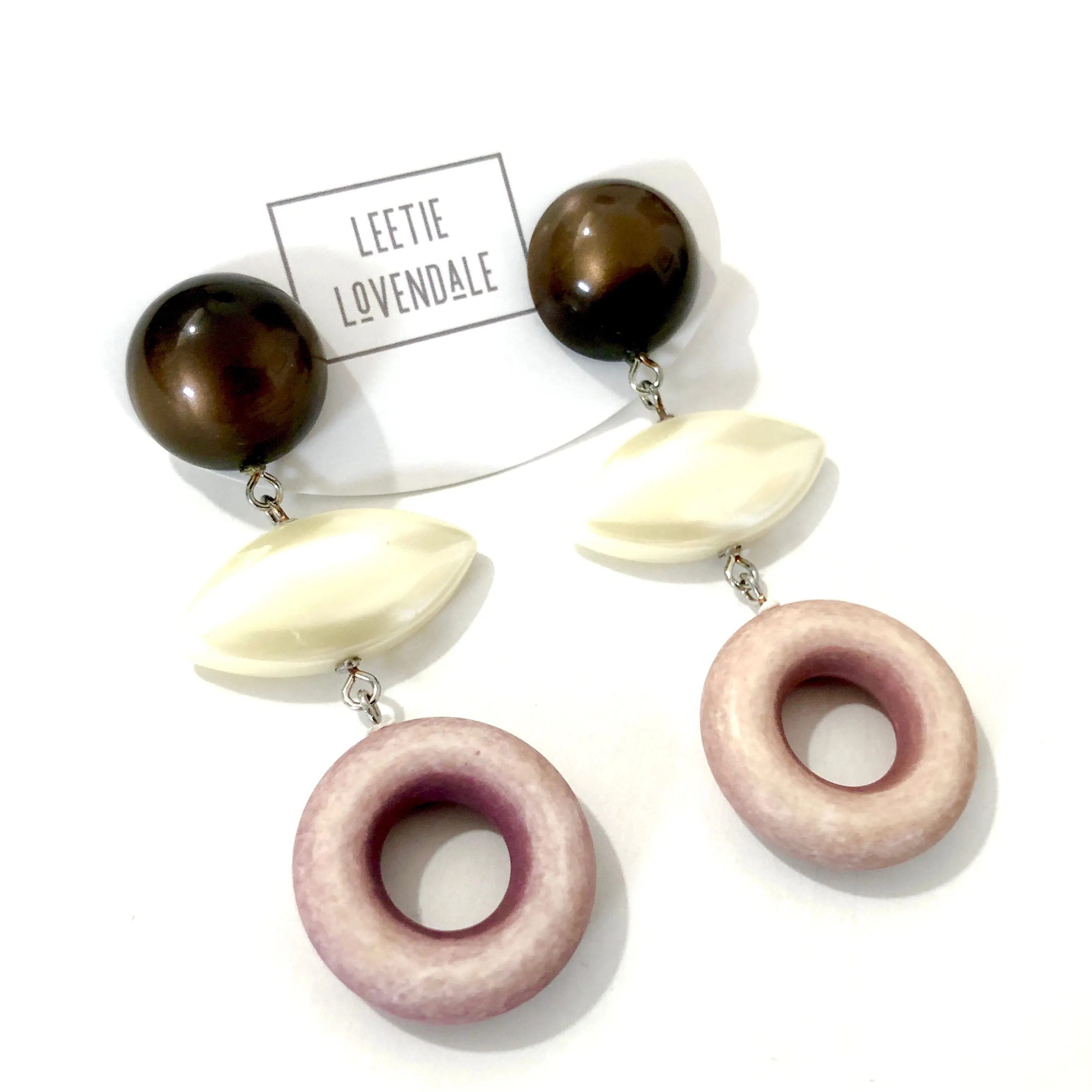 Dusty Rose Moonglow & Pearl Drop Statement Earrings