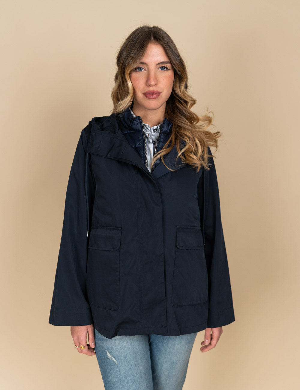 Elena Mirò - Parka in nylon riciclato con gilet staccabile blu