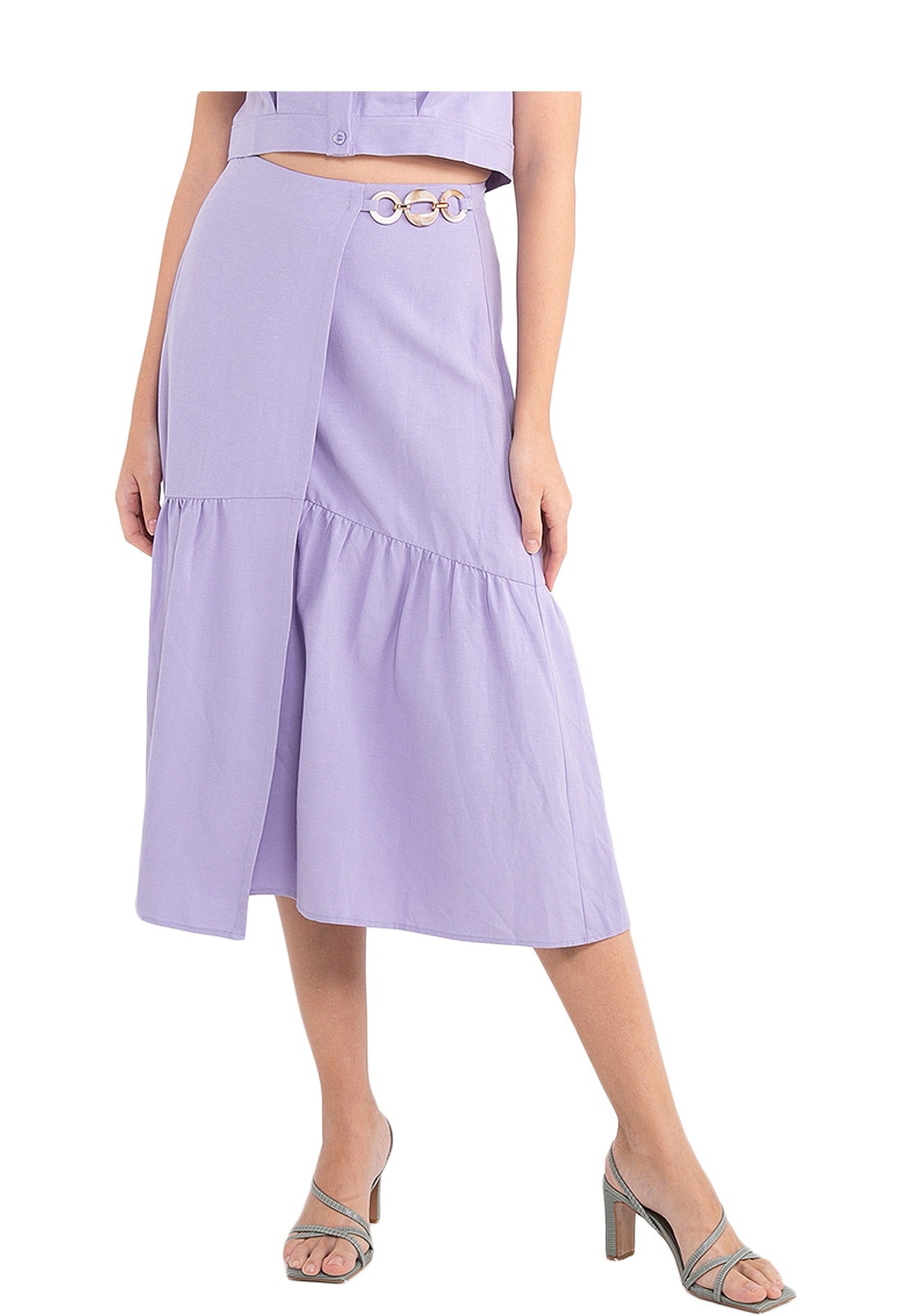 ELLE Apparel Overlapping Midi Skirt