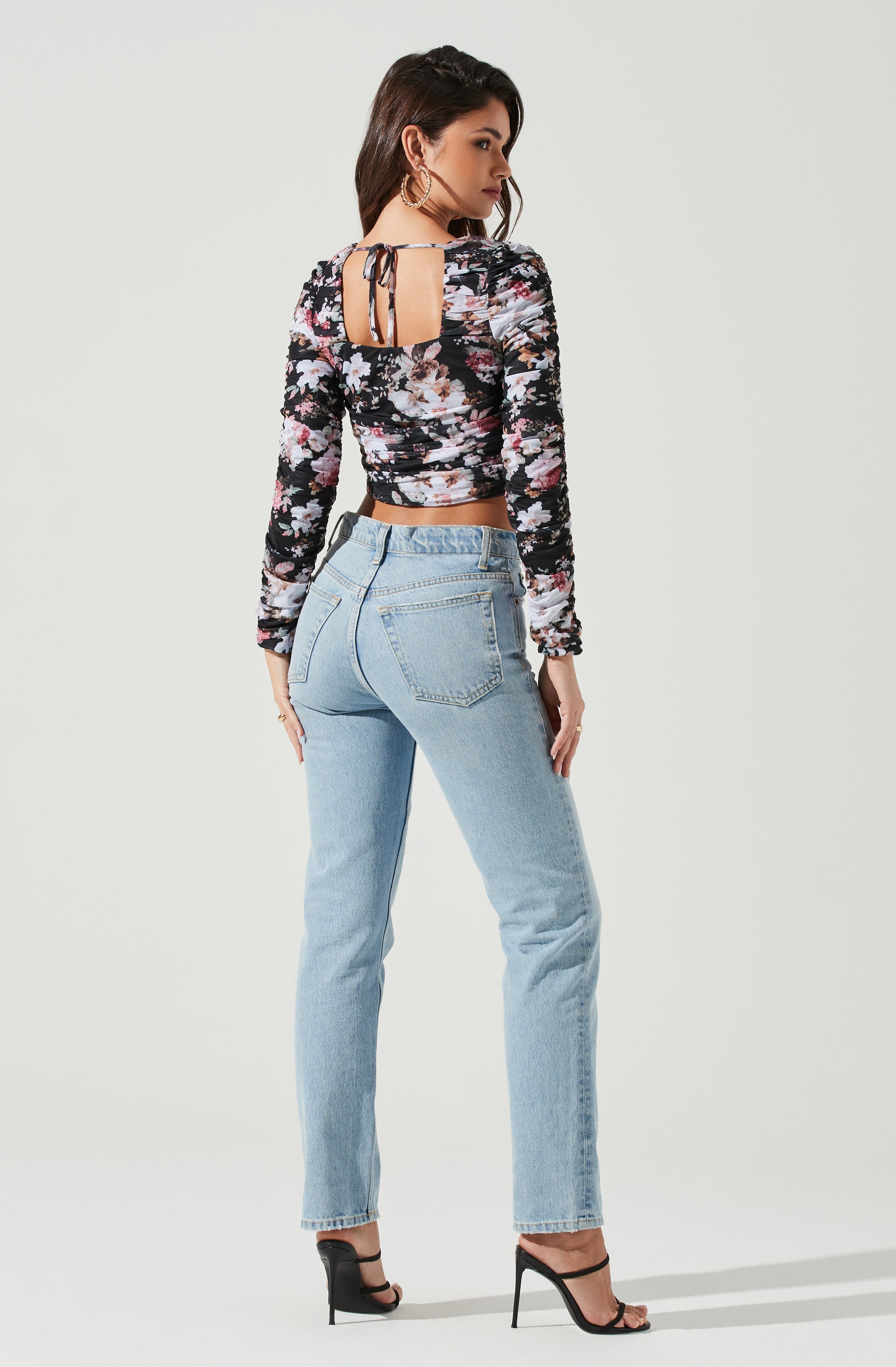 Erica Floral Ruched Long Sleeve Top