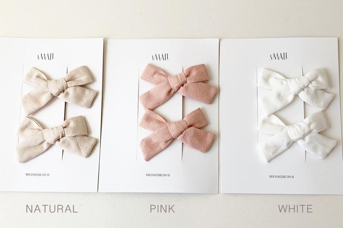 Fiorentina Bow - 2pcs set - handmade item, perfect for pigtails: white, pink, black, fig, rose, navy, dusty pink, sage, cream, m