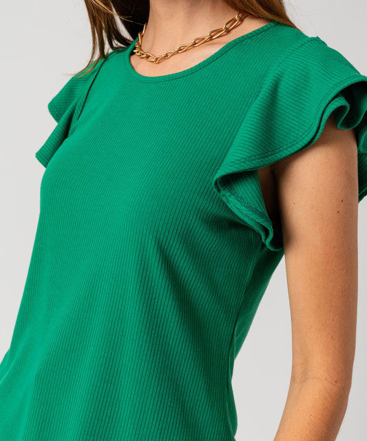 Flowy Sleeve Top - Kelly Green