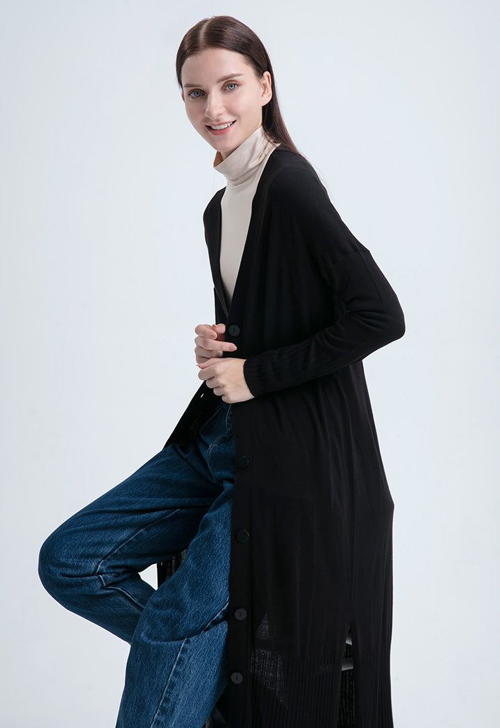 Front Open Long Solid Knit Outerwear