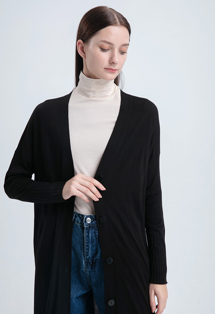 Front Open Long Solid Knit Outerwear