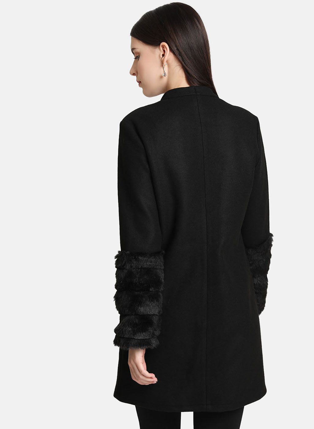 Fur Detail Sleeve Overcoat