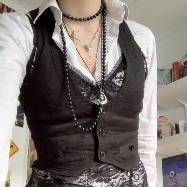 Gothic Retro Button Down Fit Vest Top