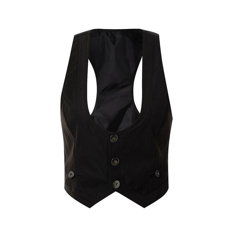 Gothic Retro Button Down Fit Vest Top