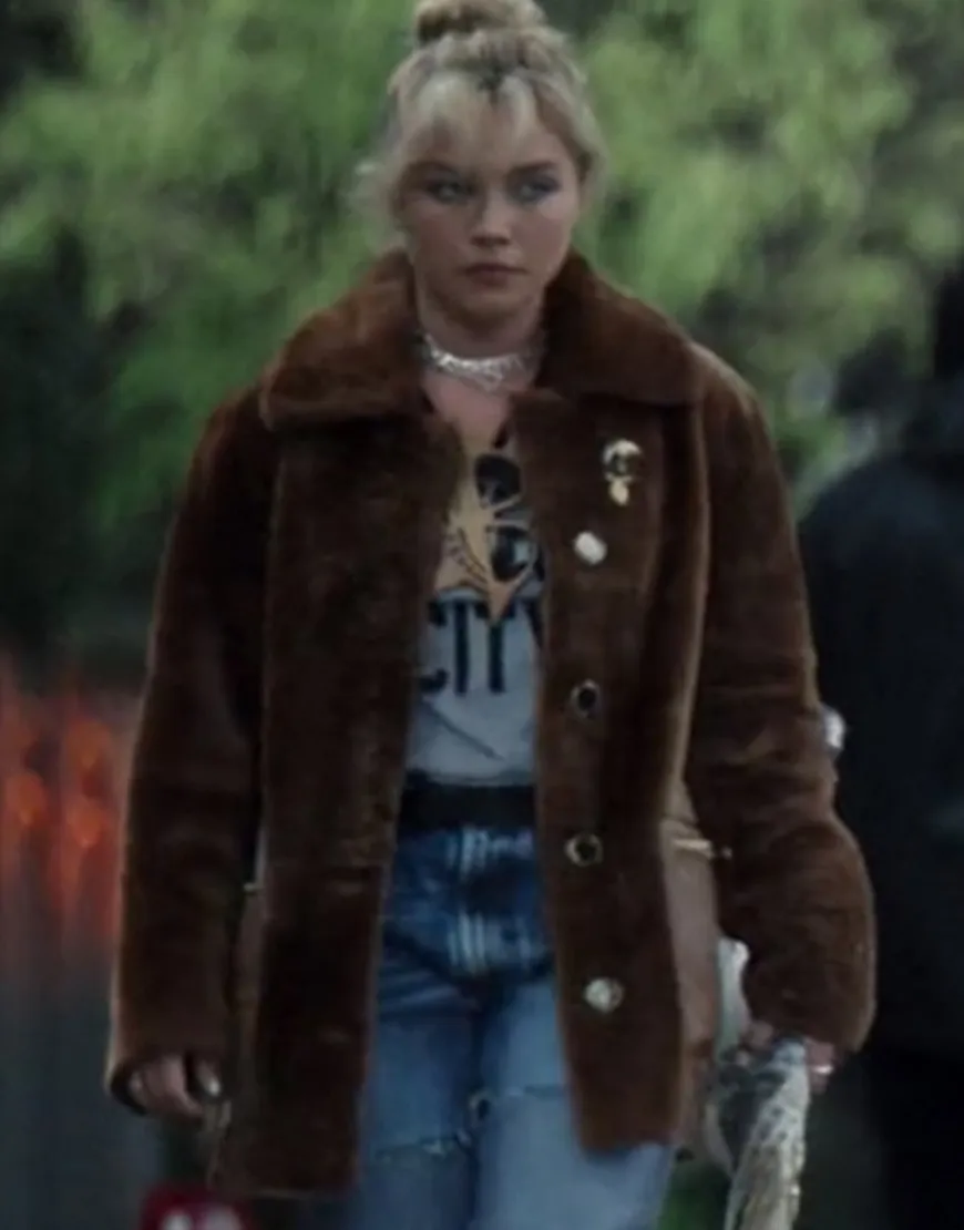 Hawkeye 2021 Florence Pugh Brown Fur Coat | Yelena Belova Brown Coat