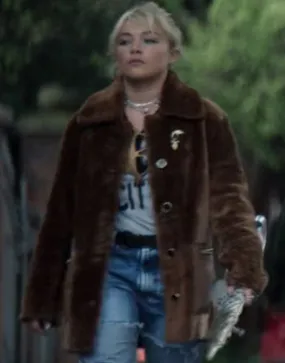 Hawkeye 2021 Florence Pugh Brown Fur Coat | Yelena Belova Brown Coat