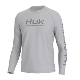 'Huk' Men's Pursuit Performance Vented Crew Neck - Harbor Mist