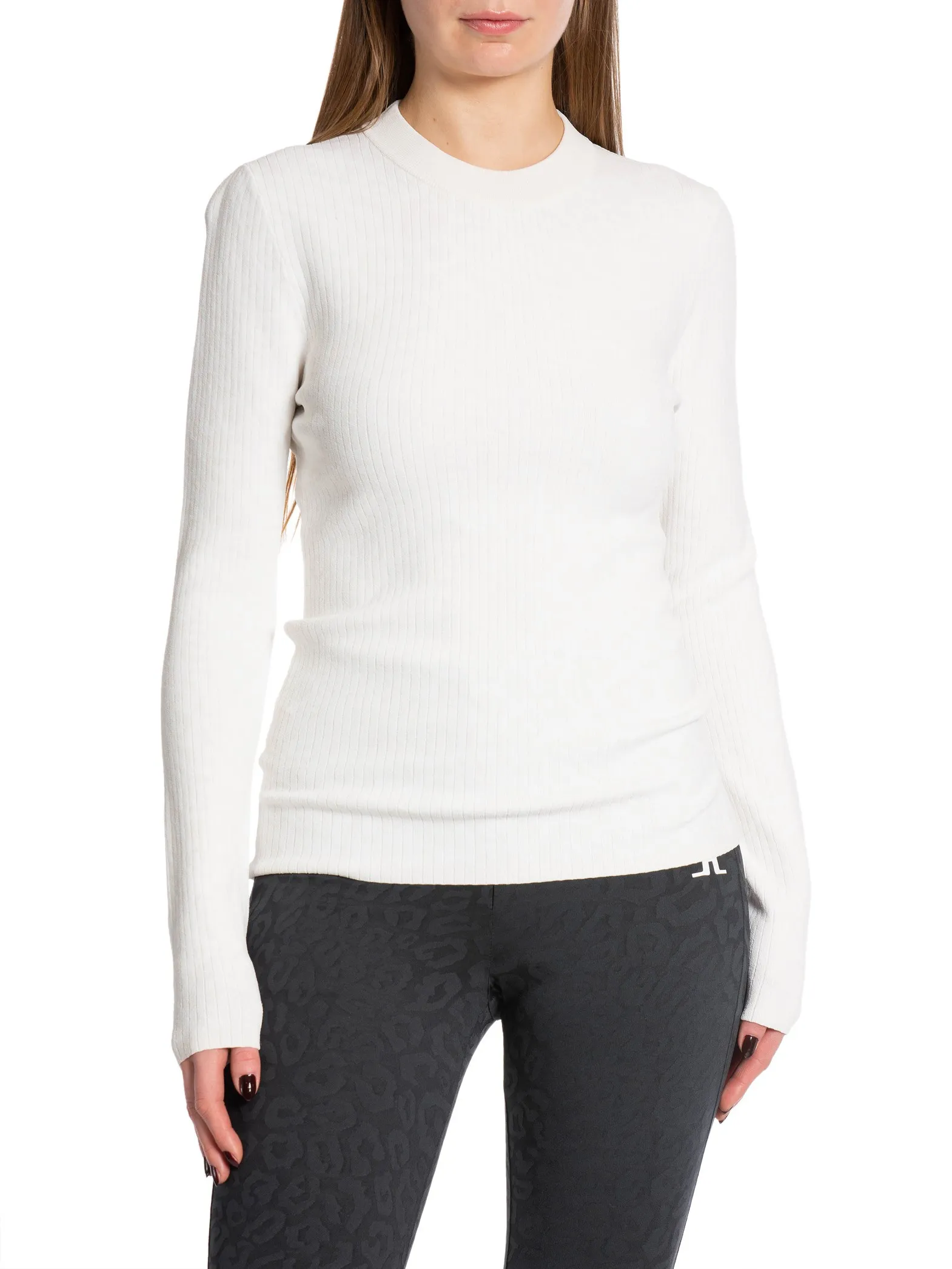 J.LINDEBERG SWEATER LOUISE RIB JACQUARD WHITE