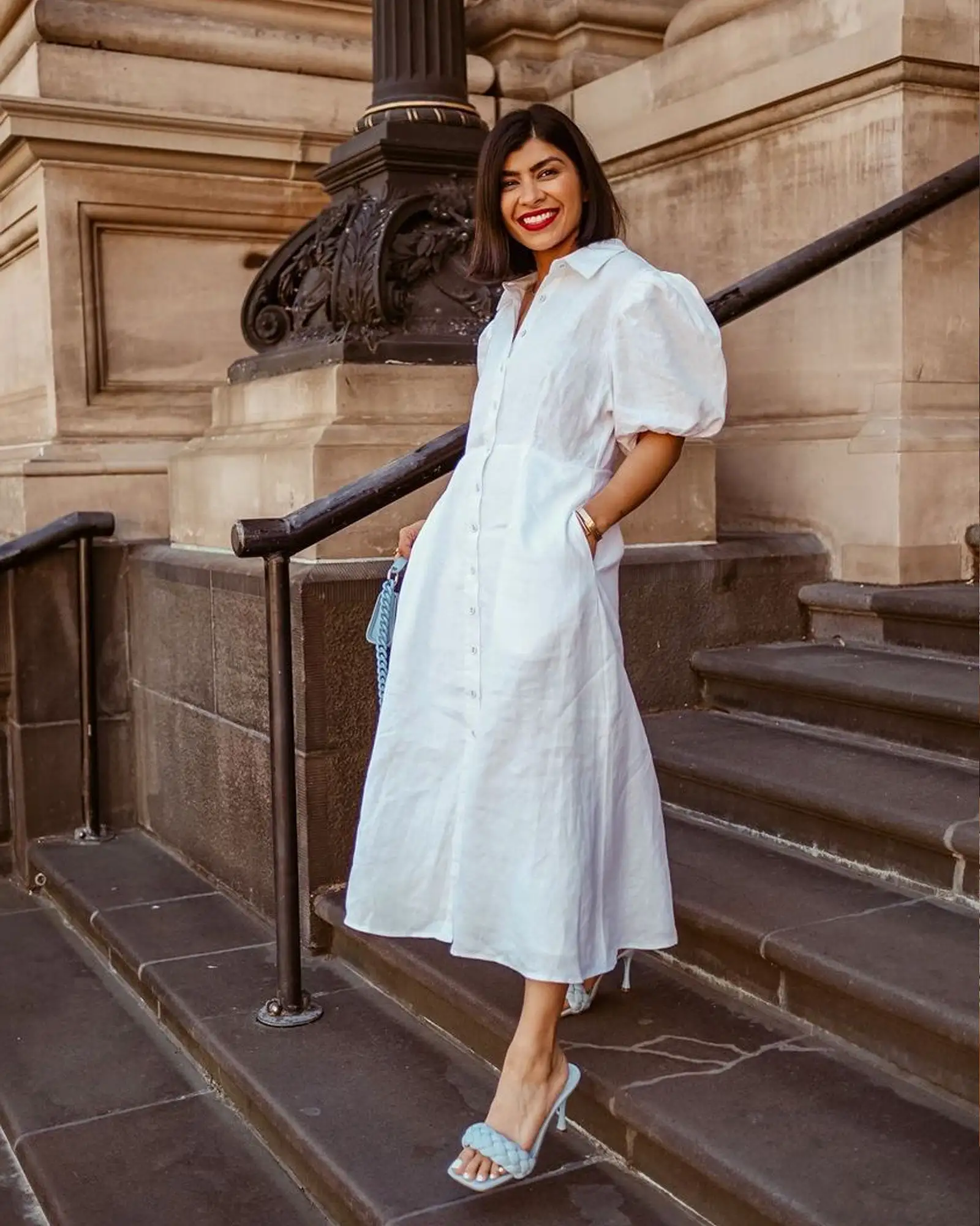 Julius Linen Midi Dress - White