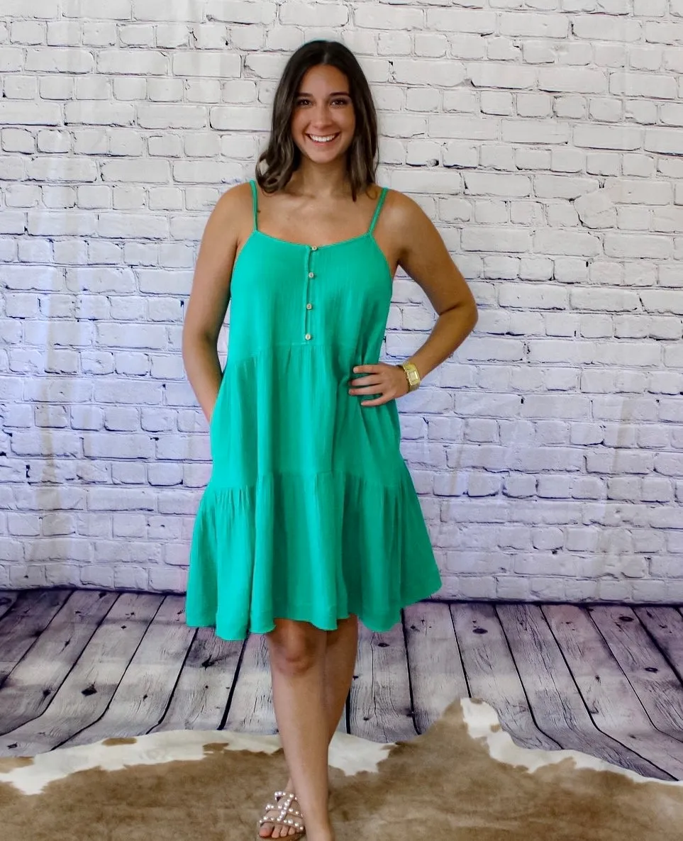 Kelly Green Gauze Dress