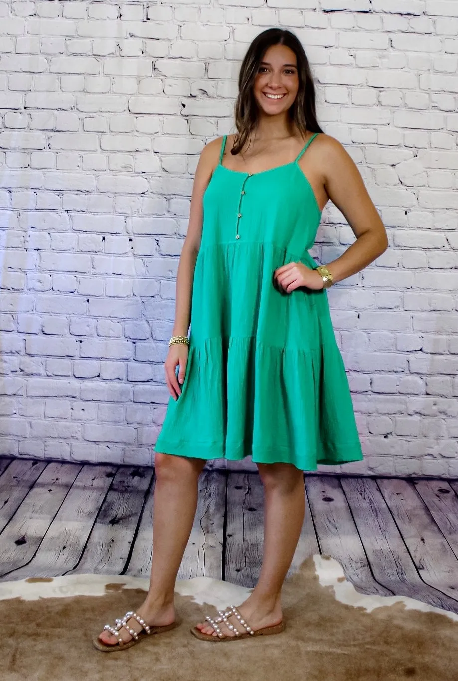 Kelly Green Gauze Dress